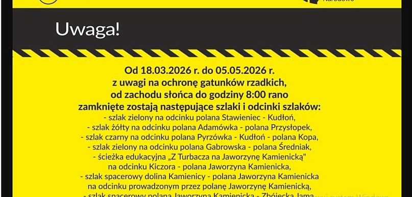 Gorczański park zamyka na noc szlaki turystyczne